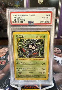 1999 Pokemon Tangela 066/102 Base Set (Shadowless) Regular 1st Edition PSA - Image 1