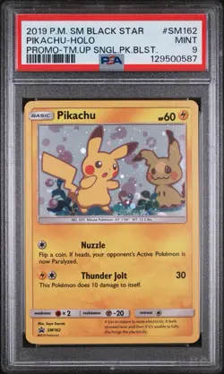 Pokemon Pikachu Team Up Blister Black Star Holo Promo SM162 PSA 9 - Image 1
