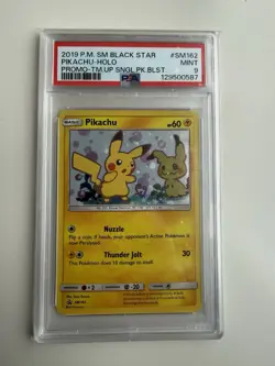 Pokemon Pikachu Team Up Blister Black Star Holo Promo SM162 PSA 9 - Image 4