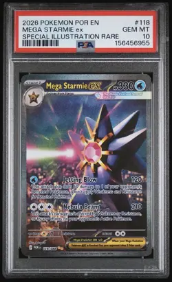 2026 POKEMON PERFECT ORDER SPECIAL ILLUSTRATION RARE #118 MEGA STARMIE EX PSA 10 - Image 1