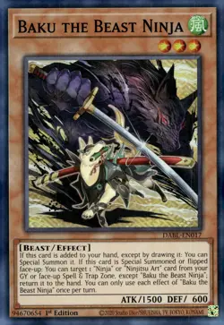 Yu-Gi-Oh! Baku the Beast Ninja 1st Ed. DABL-EN017 Super Rare NM/LP x1 - Image 1
