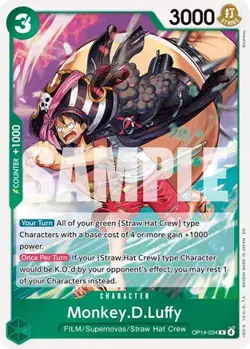Monkey.D.Luffy OP14-034 R The Azure Sea's Seven One Piece Foil NM/M - Image 1