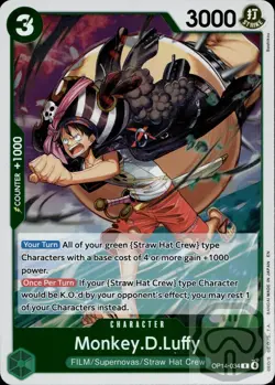 Monkey.D.Luffy OP14-034 R The Azure Sea's Seven One Piece Foil NM/M - Image 3