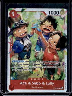 2025 One Piece Carrying On His Will Ace & Sabo Luffy Super Rare #OP13-007 - Image 1