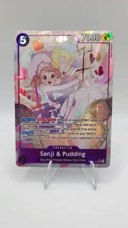 Bandai One Piece CCG Sanji & Pudding EB02-035 Super Rare Extra Booster Foil - Image 1