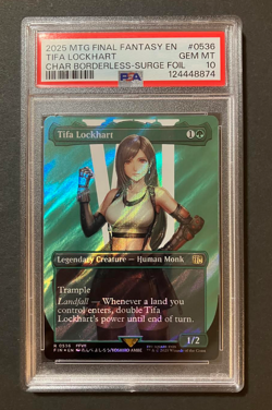 2025 MTG FINAL FANTASY CHARACTER BORDERLESS-SURGE FOIL TIFA LOCKHART PSA 10 - Image 1