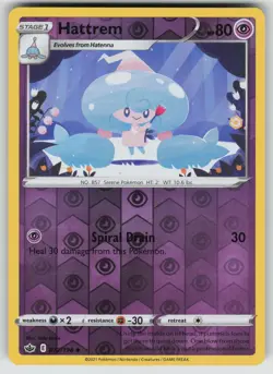 HATTREM 072/198 UNCOMMON CHILLING REIGN POKEMON REVERSE HOLO NEAR MINT - Image 1