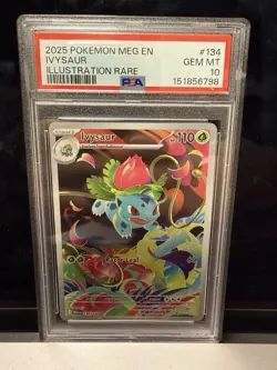 2025 Pokemon Mega Evolution Ivysaur Illustration Rare #134/132 PSA 10 GEM MINT - Image 1