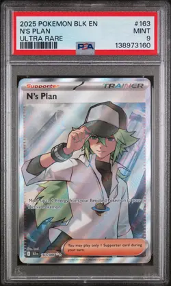 2025 POKEMON BLK EN-BLACK BOLT ULTRA RARE #163 N'S PLAN PSA 9 - Image 1