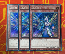 YUGIOH DIVINER OF THE HERALD SECRET RARE NM RA05-EN017 x3 PLAYSET - Image 1