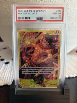Namco One Piece 500 Years Portgas D. Ace Secret Rare Foil OP07-119 EN PSA 10 - Image 1