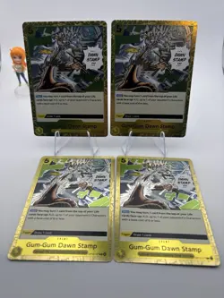 Bandai One Piece Card Game OP13 Foil Gum-Gum Dawn Stamp OP13-117 x4 - Image 1