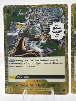 Bandai One Piece Card Game OP13 Foil Gum-Gum Dawn Stamp OP13-117 x4 - Image 2