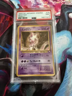 PSA 9 Mewtwo No. 150 Vending Series 1 Old Back Pokemon Card 1998 Japanese - Image 1