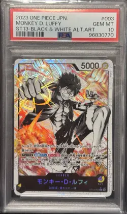 PSA10 Monkey D Luffy ST13 Black White Alt Art Leader One Piece Card - Image 1