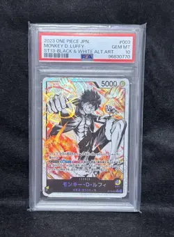 PSA10 Monkey D Luffy ST13 Black White Alt Art Leader One Piece Card - Image 2