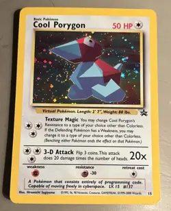 2000 Pokemon TCG Cool Porygon Black Star 15 Promo Holo Foil Excellent SWIRL Card - Image 1