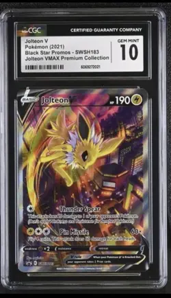 Jolteon V 2021 Black Star Promos SWSH183 Pokemon Card CGC 10 GEM MINT - Image 1