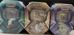SET OF 3 Pokemon Trading Card Game Metal Tins Darkrai Slaking Tyranitar - Image 1