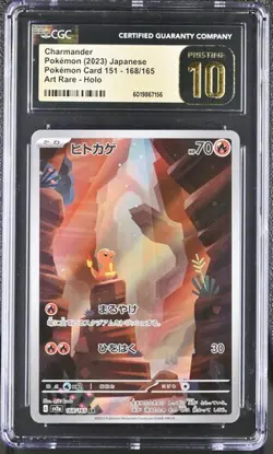 PRISTINE CGC 10 CHARMANDER 168 ART RARE 151 JAPANESE POKEMON - Image 1