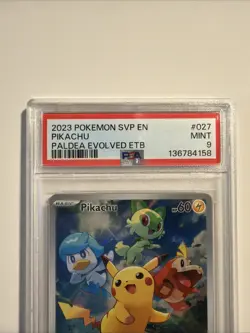 2023 POKEMON PALDEA EVOLVED ELITE TRAINER BOX #027 PIKACHU PSA 9 - Image 3