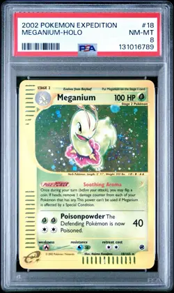 2002 Pokemon Expedition #18 Meganium Holo PSA 8 NM-MT - Image 1