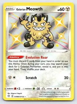 Galarian Meowth SV086/SV122 Shiny Rare Shining Fates Shiny Vault Pokemon Holo NM - Image 1
