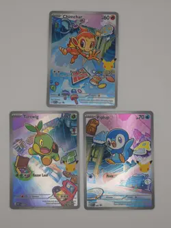 Pokemon 1st Partner Illustration Collections Turtwig #40 Chimchar #41 Piplup #42 - Image 1