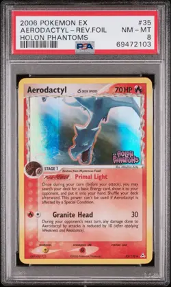 PSA 8 Aerodactyl Reverse Holo 2006 Pokemon Holon Phantoms #35 NM-MT - Image 1