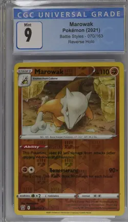 Marowak 070/163 Reverse Holo Battle Styles Pokemon CGC 9 Mint - Image 1