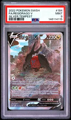 2022 Pokemon Sword & Shield Silver Tempest Regidrago V #184/195 Full Art PSA 9 - Image 1