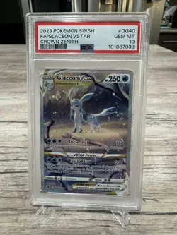 PSA 10 GEM MINT Glaceon VSTAR Crown Zenith Full Art Holo Pokemon Card #GG40 - Image 1