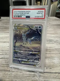 PSA 10 GEM MINT Glaceon VSTAR Crown Zenith Full Art Holo Pokemon Card #GG40 - Image 2