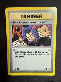 Here Comes Holo Pokemon Card 1st Edition Team Rocket 15/82 Raw LP - Image 1