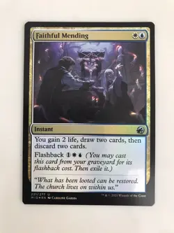 Faithful Mending Foil MTG Magic the Gathering Card NM Mint Midnight Hunt MID - Image 1