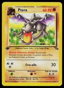 Pokemon Card - Ptera Aerodactyl Fossil French 16/62 1st Edition Rare - Image 1