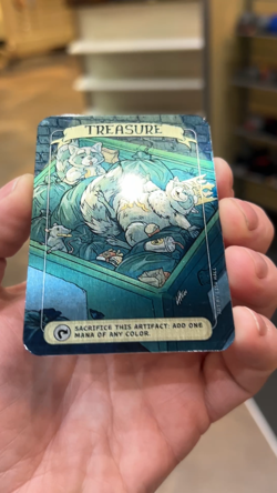 Raccoon Treasure Metal Token Magic Card | Hand-Drawn Fantasy Proxy Art on Metal - Image 2