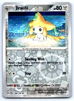 Pokemon Jirachi SV07: Stellar Crown SCR Reverse Holo 098/142 NM Uncommon Kuroimo - Image 1