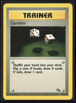 Gambler 60/62 Common Fossil WOTC Vintage Pokemon LP - Image 1