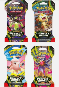 (Lot of 4) Pokemon Mega Evolution Perfect Order Sleeved Booster Pack #1 - Image 1