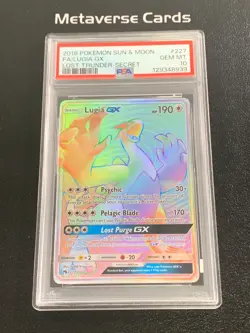 2018 Pokemon Sun & Moon Lost Thunder Lugia GX Full Art 227/214 PSA 10 - Image 1