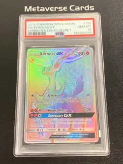 2018 Pokemon Sun & Moon Forbidden Light Xerneas GX Full Art 139/131 PSA 10 - Image 1