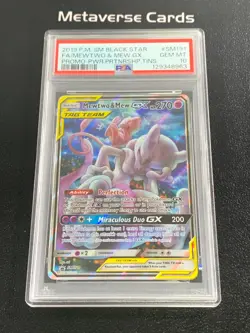 2019 Pokemon Sun & Moon Mewtwo & Mew GX Full Art SM191 Promo PSA 10 - Image 1