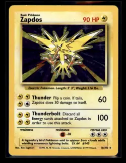 1999 Pokemon TCG Zapdos Holo Base Set #016/102 - Image 1