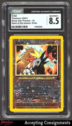 2001 Pokemon Wizards of the Coast Black Star Promos #34 Entei HOLO CGC 8.5 - Image 1