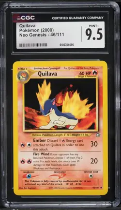 2000 Pokemon Neo Genesis Quilava CGC 9.5 MINT+ 46/111 - Image 1