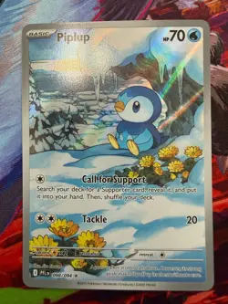 Pokemon TCG Piplup 098/094 – Phantasmal Flames – Illustration Rare – EN NM - Image 1