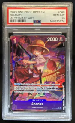 2025 One Piece Carrying On His Will Shanks Rare Alt Art #OP13-065 PSA 10 - Image 1
