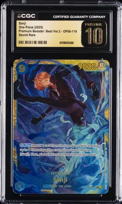 2025 ONE PIECE PREMIUM BOOSTER: BEST VOL.2 SECRET RARE SANJI CGC 10 PRISTINE - Image 1
