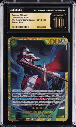 2026 ONE PIECE THE AZURE SEA'S SEVEN #OP14-119 DRACULE MIHAWK CGC 10 PRISTINE - Image 1